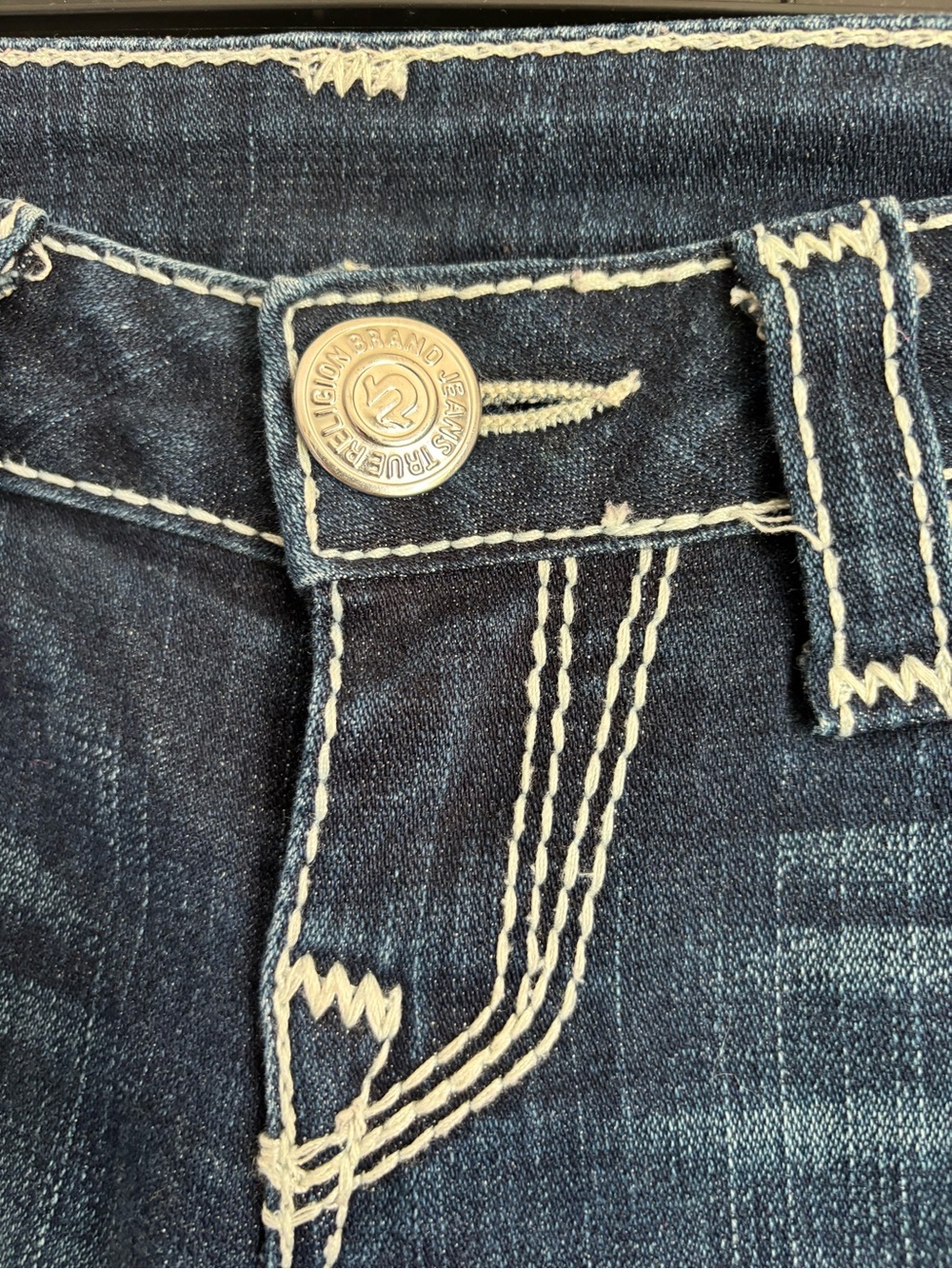 EUC True Religion Y2K Billi Big QT Boot Cut Jeans with White Stitching 26 - Picture 3 of 13